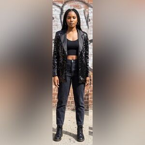 Forever21 Sequin Black Blazer NWT